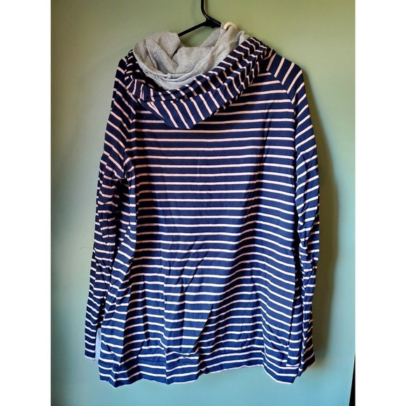 Ampersand Avenue Navy Pink Double Hood L/S Striped Hoodie Pockets Size XXXL - Picture 7 of 13